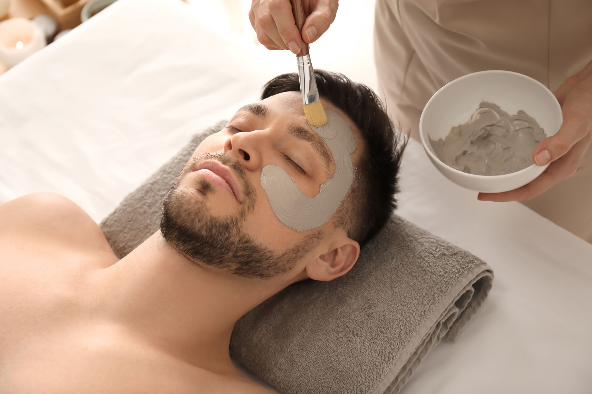 A man getting a Facial treatment from Radiance by Megan | facial Spa in Stockton
